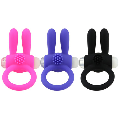 Vibrating Rabbit Cock Ring with Clitoris Brush Stimulating Sex Toy for Men