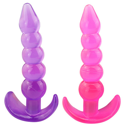 Clear TPE Rippled Butt Plug with T-Bar Anal Toy for Women