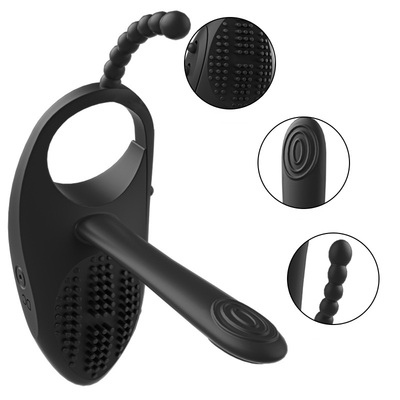 Triple Fun Vibrating and Double Thrust Cock Ring Sex Toy with Clit &G-Spot Stimulating Sex Toys for
