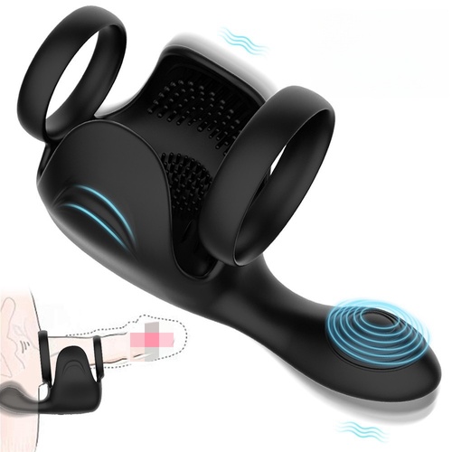 Rechargeable 10 Function Silicone Prostate Massager P-Spot Stimulating Vibrator with Double Cock