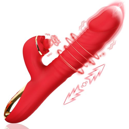 10 Function Silicone Clit and G-Spot Stimulating Thrusting Dildo Vibrator Adult Sex Toy for Women