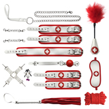 Flirty Nurse Bondage Boutique Leather Bondage Kit (11 Pieces)