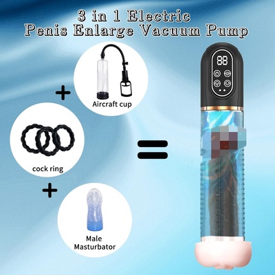 Rechargeable 3 Suction Modes and 4 Training Pressure Waterproof Automatic LCD Display Electric Penis