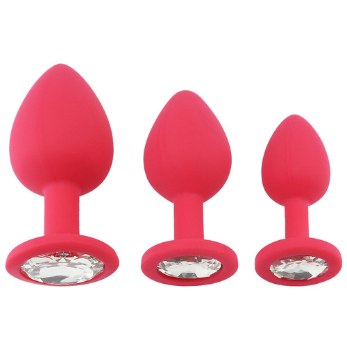 Premium Silicone Jewelled Butt Plug Set Sex Toys for Men (3 Pieces)