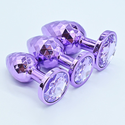 Sparkle Lozenge Jewelled Metal Round Base Butt Plug Anal Toy Prostate Massager for Adult