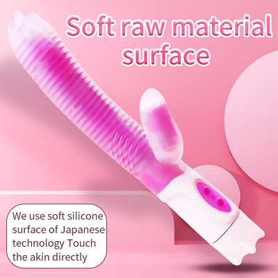 Double Layers Liquid Silicone Flickering Tongue Rabbit Vibrator with Stimulating Clit and G-Spot Fun