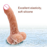 Flesh Lifelike Liquid Silicone Rubber Suction Cup Dildo with Balls