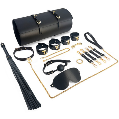Boutique Deluxe Leather SM Adult Special Pleasure BDSM Play Toy Bondage Kit (9 Pieces)