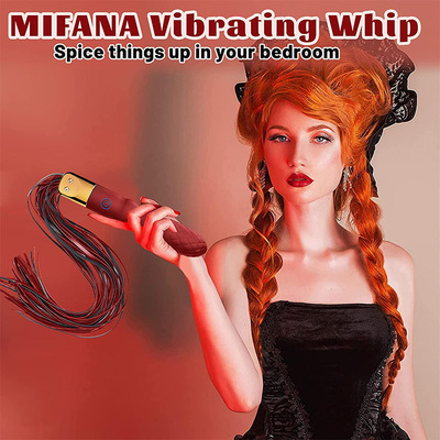 Rechargeable 10 Function Classic Silicone Vibrator with Deluxe Thick Faux Leather Flogger Adult Toy