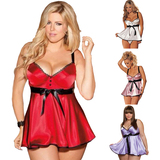 Fire Girl Satin and Lace Babydoll Set with Rim Cups
