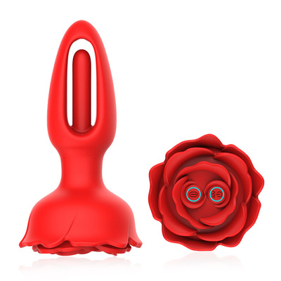 10 Function Remote Control Silicone Flickering Tongue Vibrating Rose Butt Plug Anal P-Spot  Pleasure