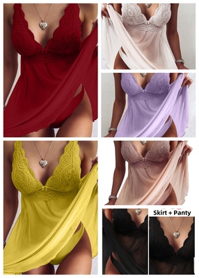 Spicy Late Night Liaison Lace Babydoll Set Sexy Lingerie