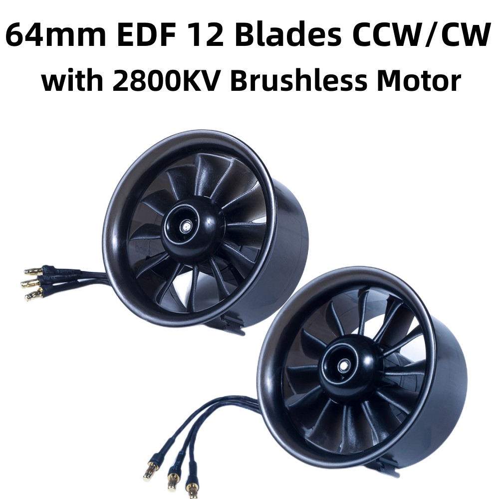 64mm EDF 12 Blades CCW/CW Ducted Fan with 4S Lipo 2800KV Brushless ...
