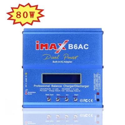 iMAX B6 AC 80W B6AC 6A RC Balance Charger Digital Li-ion LiFe Nimh Nicd PB Lipo Battery Discharger