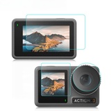 For DJI Osmo Action3/Action4 3-in-1 Lens Front and Back Screen Tempered Glass Explosion-proof Film