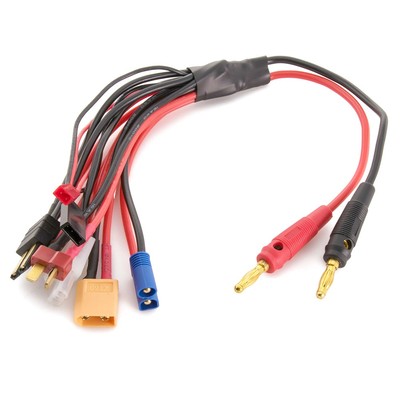 Multifunctional charger adaptor 4.0mm banana to Female Tamiya JST/ Male Dean EC3 TRX Futaba XT60