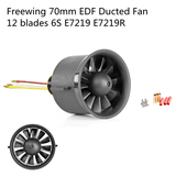 Freewing 70mm EDF Ducted Fan 12 blades 6S E7219 E7219R with 2952-2100KV Brushless Inrunner Motor