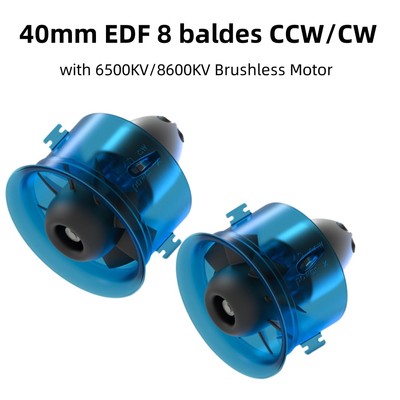 40mm 8 baldes CCW/CW Ducted fan system EDF with MC1908 6500KV/8600KV Brushless Motor