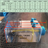 300/400/500/600/750/1000/1600cc Transparent Fuel Tank with CNC Alu Cover