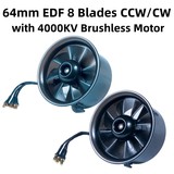 64mm EDF 8 Blades CCW/CW Ducted Fan with 3S Lipo 4000KV Brushless Motor