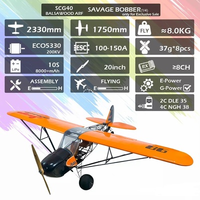 SCG40 Balsawood Airplane RC Model 2300mm (90.5") Savage Bobber Scale 35CC RC Plane