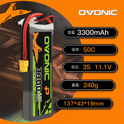 Ovonic 50C 3300mah 11.1V 3S1P Lipo Battery