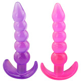 Clear TPE Rippled Butt Plug with T-Bar Anal Toy for Women