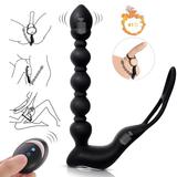 Warming 10 Function Powerful Vibrating Anal Beads with Cock and Ball Ring Sex Toy for Men