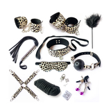 Leopard Print Bondage Boutique Leather Bondage Kit (10 Pieces)