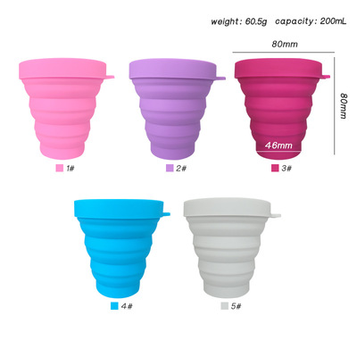 Portable Graduated Medical Silicone Collapsible Travel Cup Camping Cup with Lids Expandable Drinking