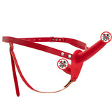 Silicone Inward Red Pegging Dildo Strap-On Harness Kit with Outward Red Pegging Dildo Sex Toy for Le