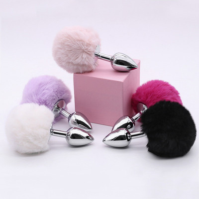 Happy Rabbit Jewelled Metal Bunny Tail Butt Plug Anal Toy for Adult