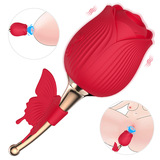 France Rose Series 10 Function Rechargeable Medical Silicone Clit and Nipple Stimulating Vibrator fo