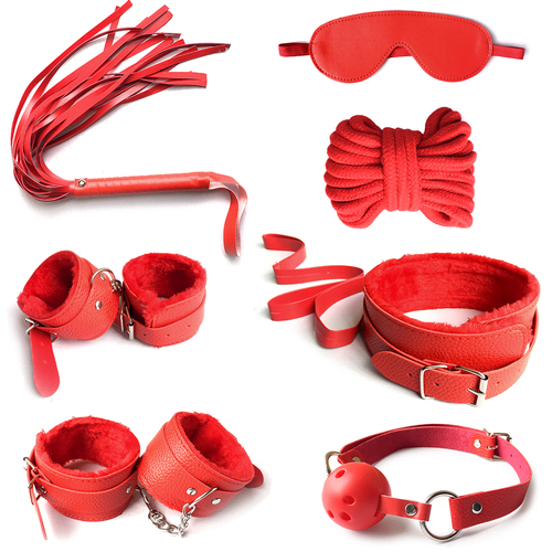 Red Beginner's Dream Bondage Kit Sex Toys (7 Pieces)