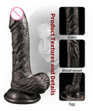 Black Lifelike Liquid Silicone Rubber Suction Cup Dildo with Balls