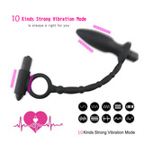 10 Patterns Silicone Vibrating Butt Plug with Vibrating Cock Ring Sex Toy for Men