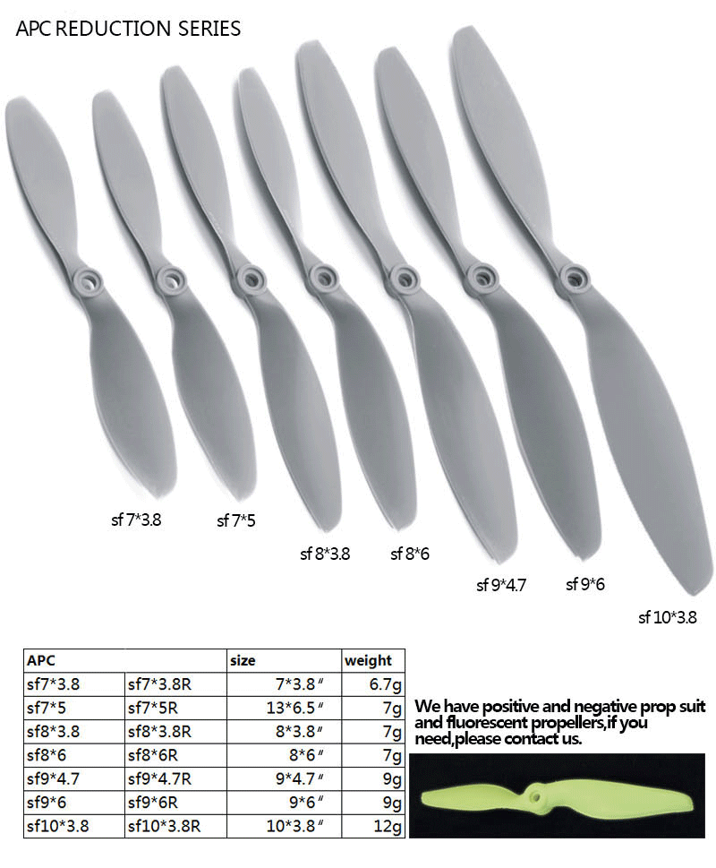 APC Reduction Series 7X3.8 7X5 8X3.8 8X6 9X4.7 9X6 10X3.8 CW CCW Propeller