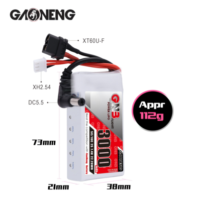 GNB 3000mah 2S1P 7.4V 5C Lipo Battery for fat shark HDO & DJI goggles